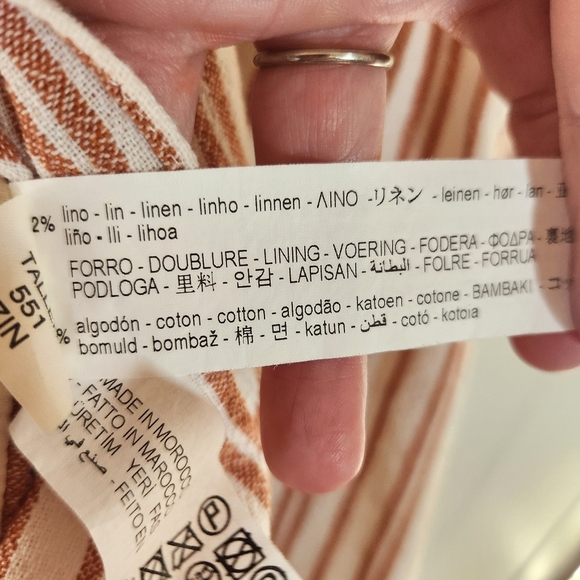 Zara Cream Orange Striped Mini Wrap Dress Sixe XS - Picture 12 of 16